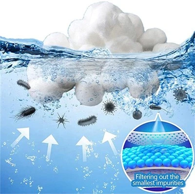 ลูกบอลกรองสื่อ สระว่ายน้ำกรองบอล Backwash 700g 100% ลูกกรองโพลีเอสเตอร์ไฟเบอร์